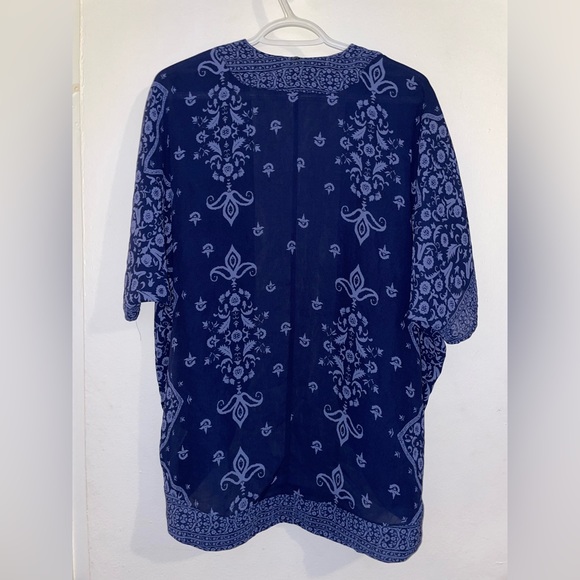 Ecote Urban Outfitters Blue Ornate Pattern Duster Cover Up - Picture 2 of 2